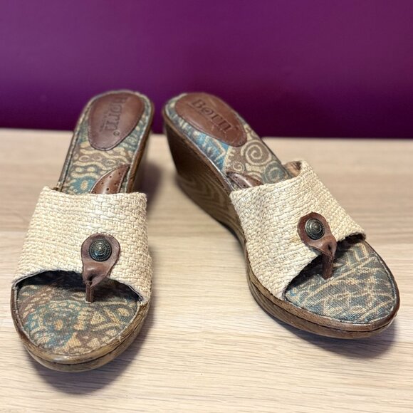 Born Raffia + Leather Boho Slip-On Sandals – Natural 8 - Picture 5 of 6